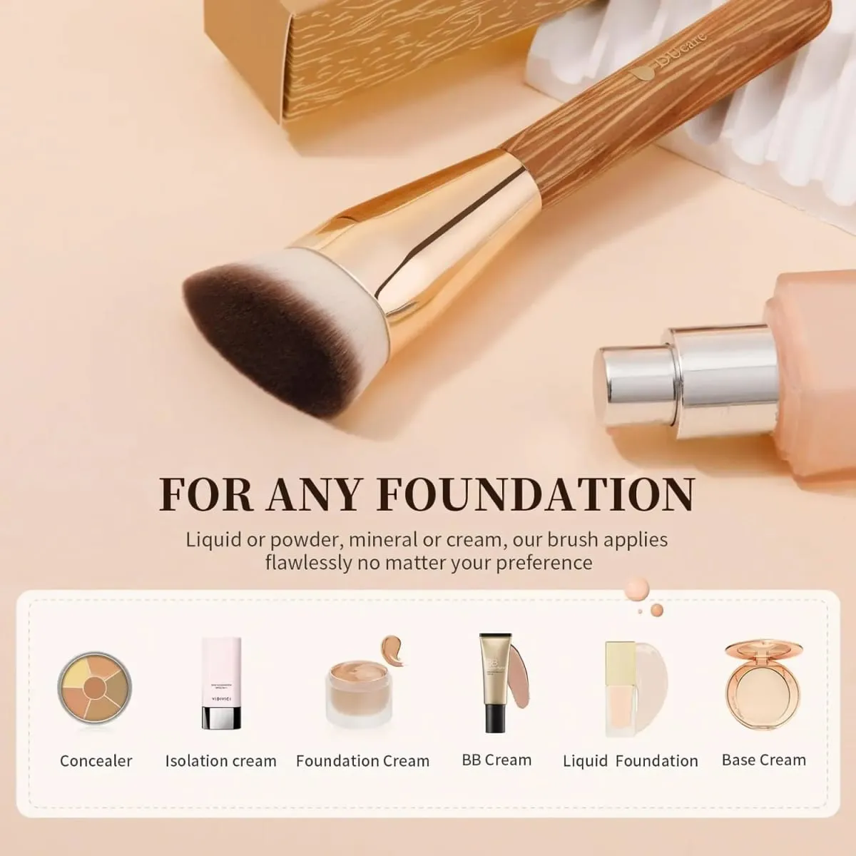 DUcare Angled Foundation Brush แปรงแป้งครีมมืออาชีพ Contoured Blending และ Buffing Face แต่งหน้าเครื่องมือเครื่องสำอาง — image 3