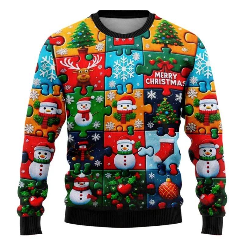 Pull de Noël drôle pour hommes et femmes, sweat-shirt de noël avec graphique laid Y2k, pour fête de vacances, vêtements amples pour hommes — image 20