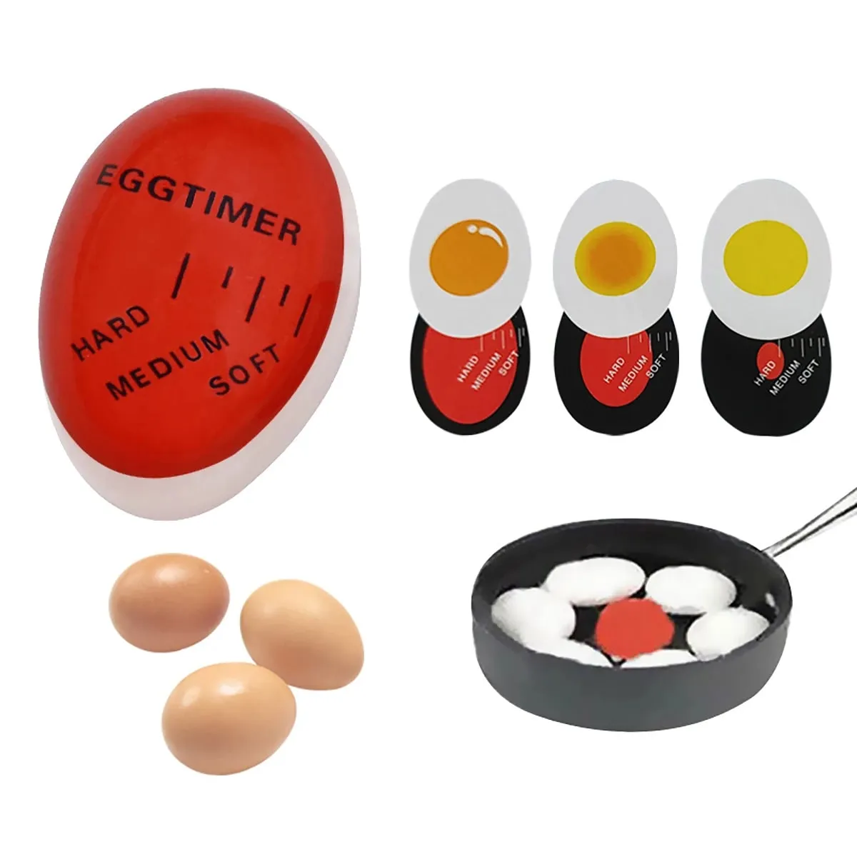 1 Uds. Temporizador de huevos cocidos, observador de maduración, deliciosos huevos duros suaves, utensilios de cocina creativos que cambian de Color — image 2