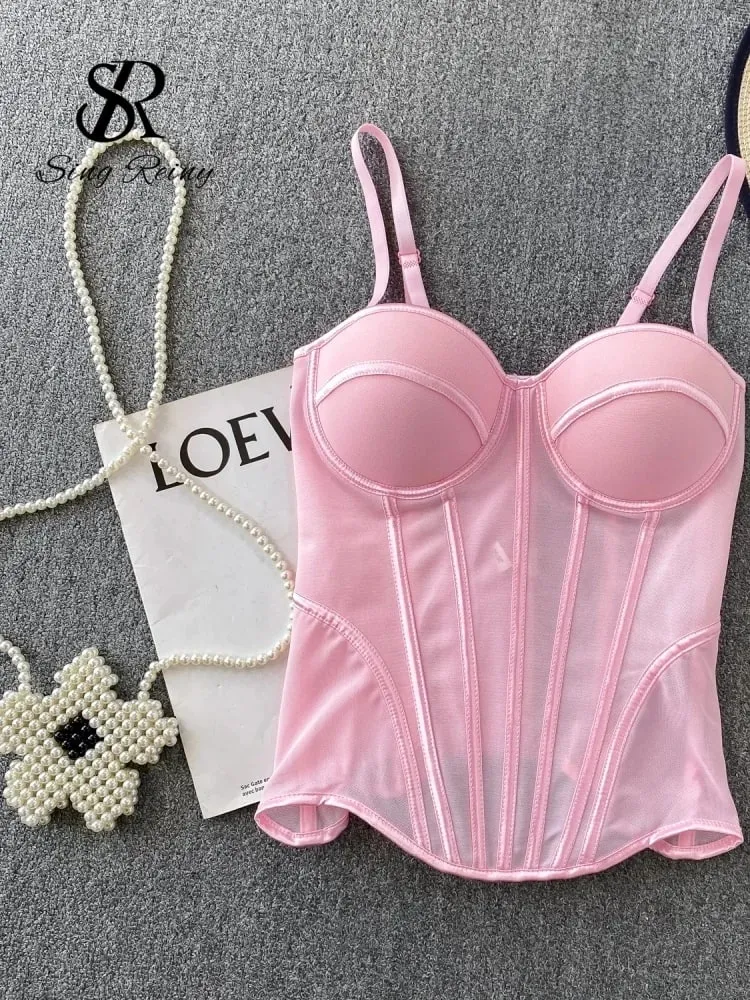 Corset de luxe en maille pour femmes, Camisole à bretelles, Lingerie solide, haut d'été de haute qualité, contrôle du ventre, débardeur de fête transparent, 2026 — image 11