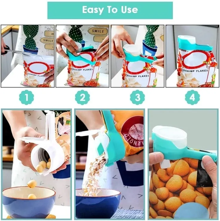 4 Túi Đựng Thực Phẩm Kín Kẹp Có Đổ Vòi Xịt Bảo Quản Thực Phẩm Nhà Bếp Kín Kẹp Đại Chip Túi Kẹp Có Nắp JT394 — image 6