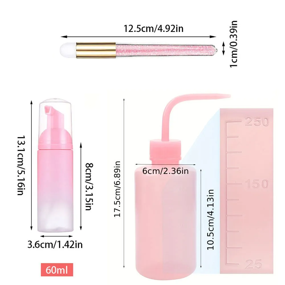 60ml Genopfyldelig lækagefri tomme skummoussepumpeflasker Lash Extension Cleansing Kit Blød børste 250ml skylleflaske Skønhedsværktøj — image 5