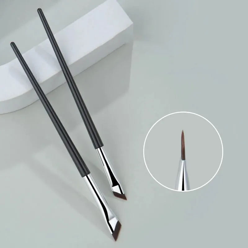 2st vinklad eyelinerborste Ultratunn Fin ögonbrynsborste Flat Sickle Eyelinerborstar Tunna vinklade Eyeliner Makeup Tools — image 2