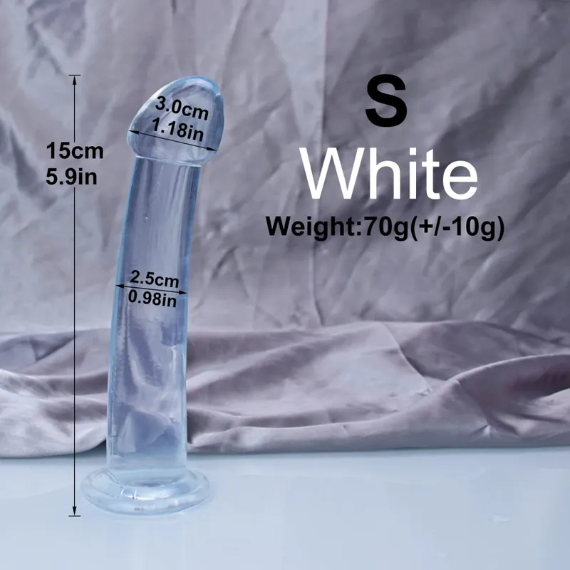 Cheap TPE Transparent Anal Plug Jelly Dildo 4Sizes Suction Cup Cock Vaginal Masturbation Soft Small Penis Women Man Sex Toys