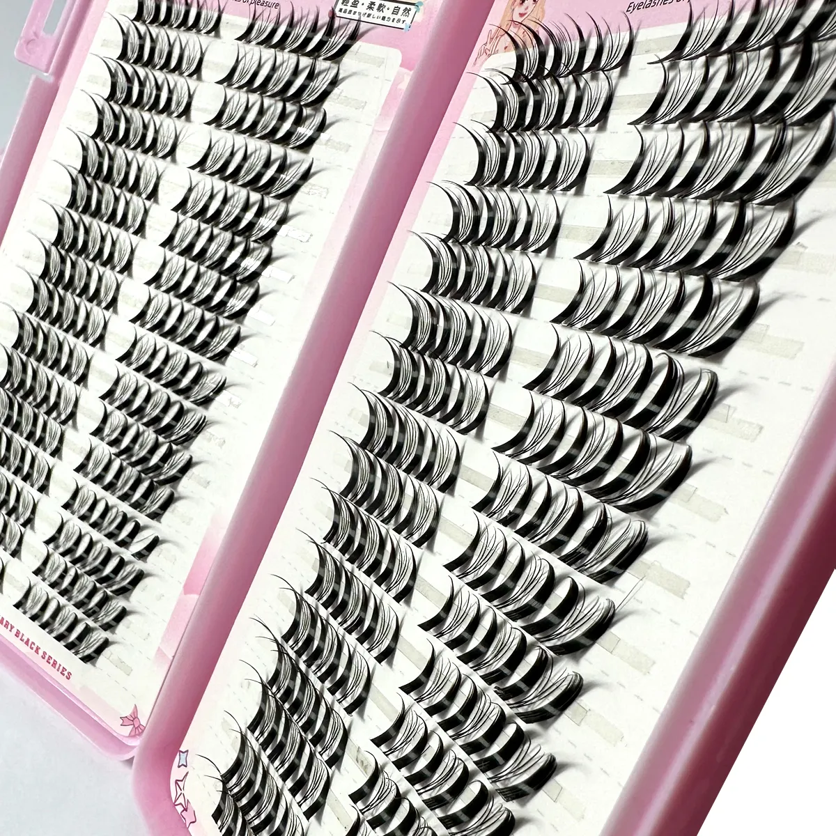 32 řad Fox Eye Manga Cluster Lashes Řasy Kočičí Eye Řasy Individuální řasy Přirozený vzhled DIY Prodloužení řas Objem Shluky řas — image 3