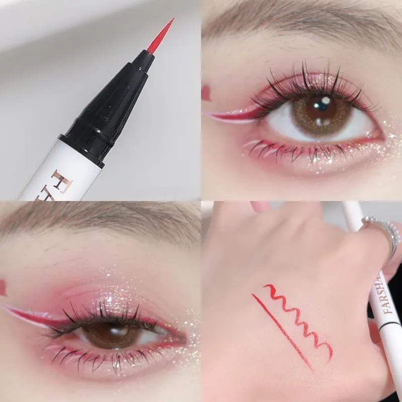 0.1 มม.สีสันปากกาอายไลเนอร์กันน้ำ Lasting Quick-Dry ง่ายสี Eye Liner เครื่องสำอางค์สีฟ้าสีชมพูสีขาวอายไลเนอร์ — image 4