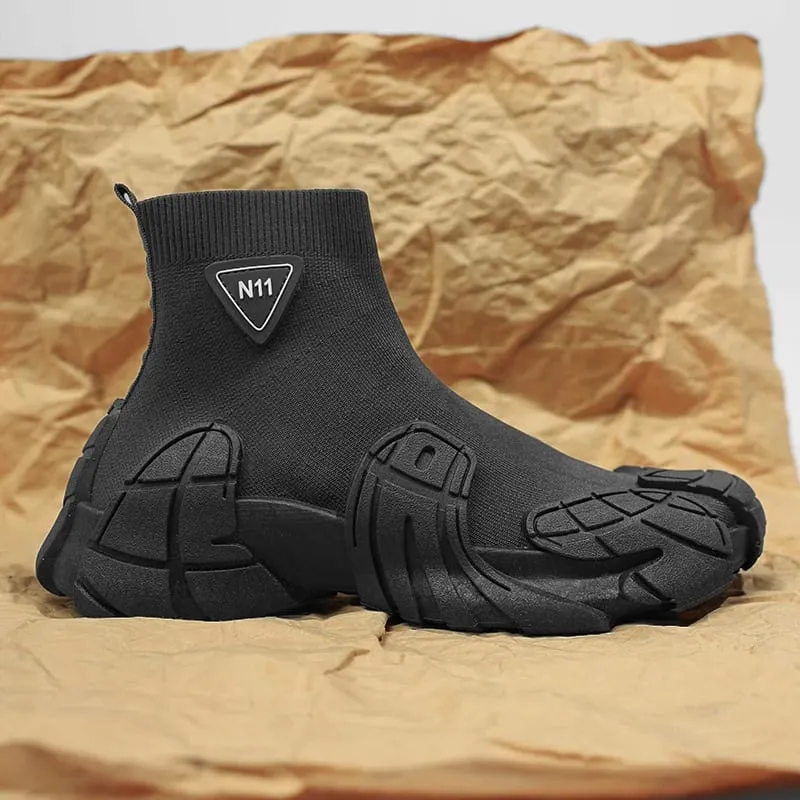 Stivali casual da uomo per esterni Stivali invernali firmati Scarpe da ginnastica morbide Calzini da uomo traspiranti Scarpe slip on scarpe sportive da passeggio leggere e piatte — image 8