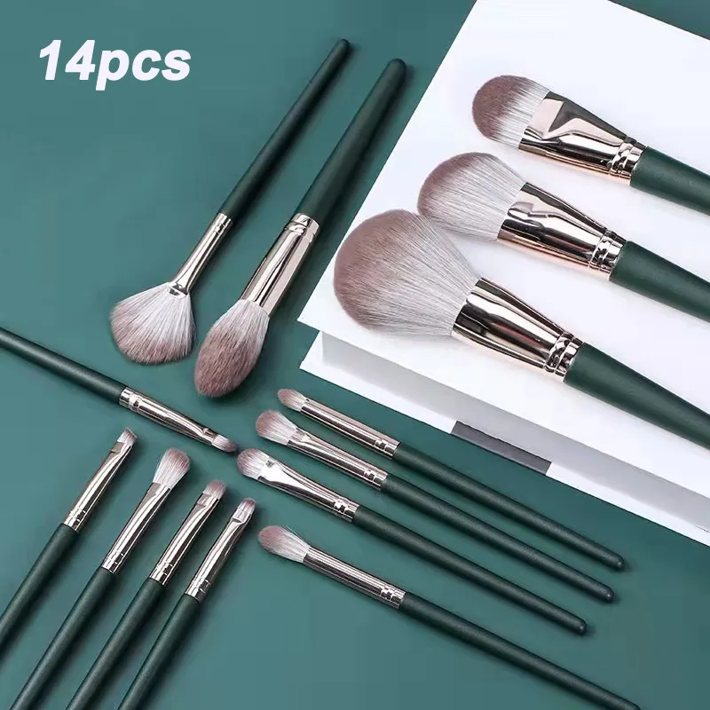 14Pcs Makeup Brushes Set Malaking Malambot Malambot Eye Shadow Foundation Brush Pambabae Cosmetic Powder Blush Blending Beauty Make Up Tools — image 1