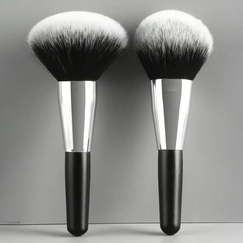 2PCS Travel Makeup Brushes - Powder & Blush Brush Set with Portable Case Vegan Nylon Bristles for On-The-Go Beauty