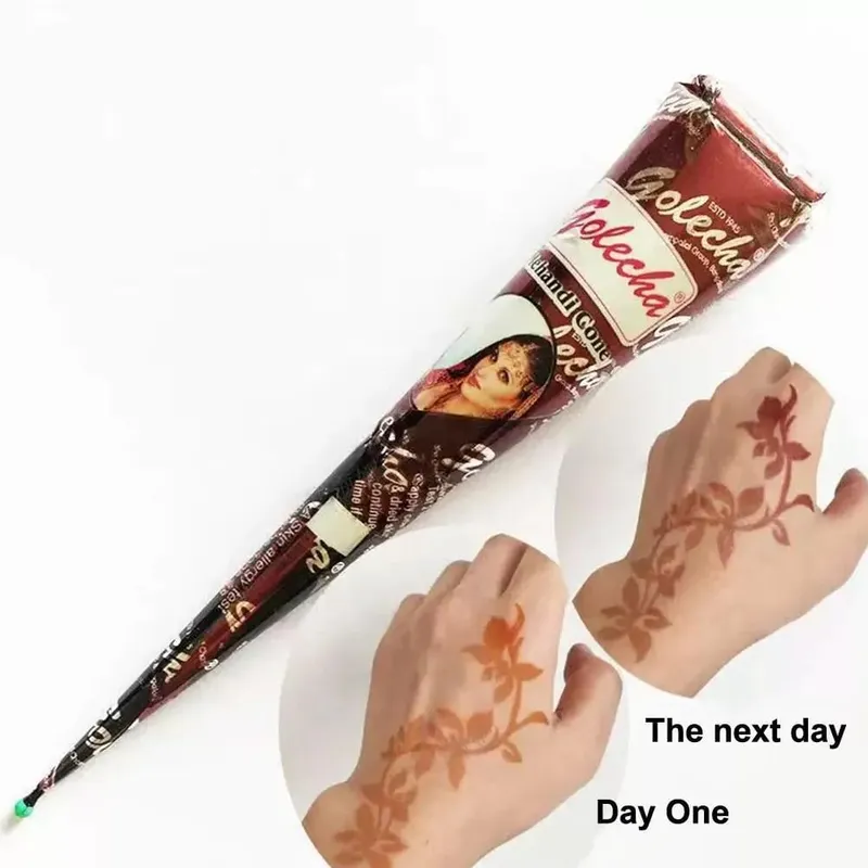 Black Henna Body Paint ศิลปะแฟลชชั่วคราว Tattoo วางกรวยเซ็กซี่ Tattoo งานแต่งงานอินเดียสีสำหรับอุปกรณ์สัก Wholsal Q6Y5 — image 7