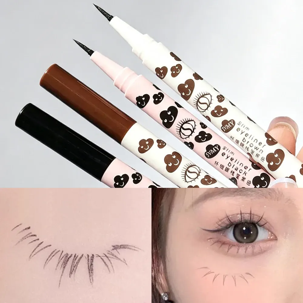 Ultracienki naturalny matowy eyeliner w płynie wodoodporny szybkoschnący dolny jedwabnik do rzęs długopis wysoki pigment gładki narzędzie do makijażu oczu — image 1