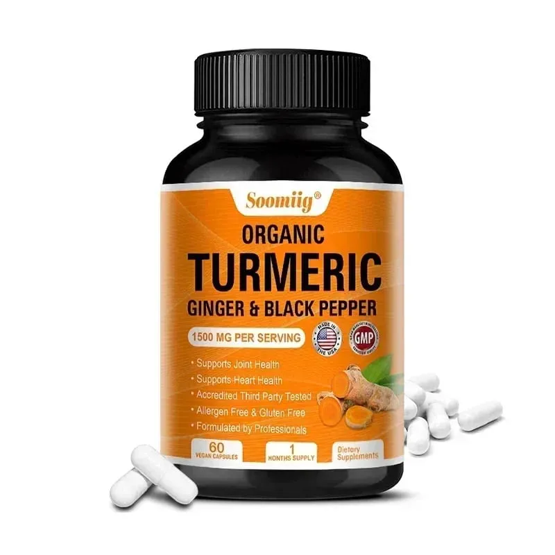 Organic Turmeric High Strength 1500 Mg | 120 Capsules with Black Pepper Ginger and Active Curcumin Joints Heart Cognition — image 9