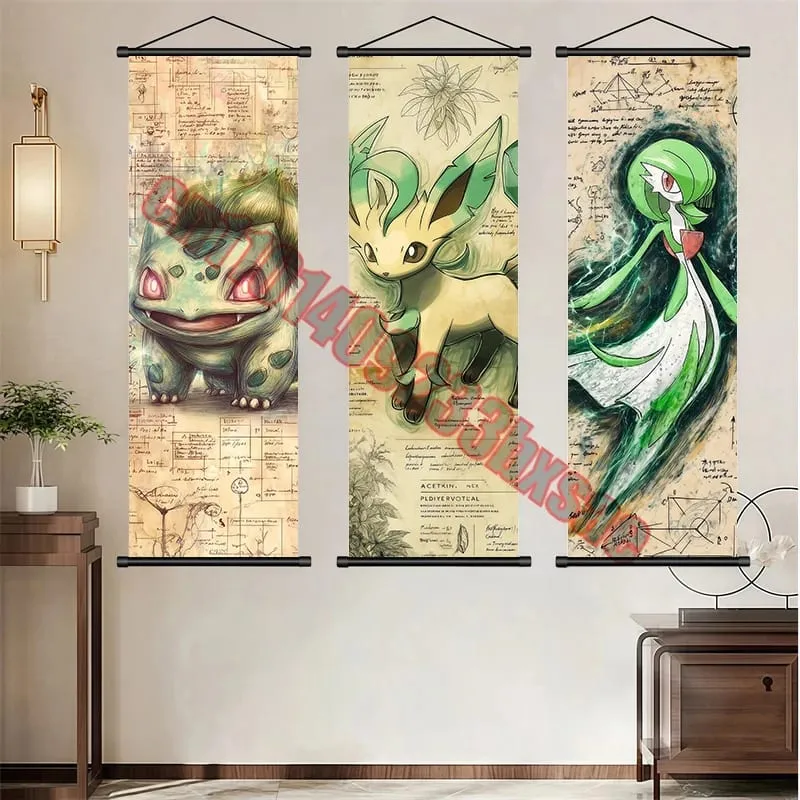 Poster Pokemon Cetakan Anime Dinding Karya Seni Gengar Gambar Lukisan Charizard Kanvas Skrol Gantung Pikachu Hiasan Bilik Rumah — image 4