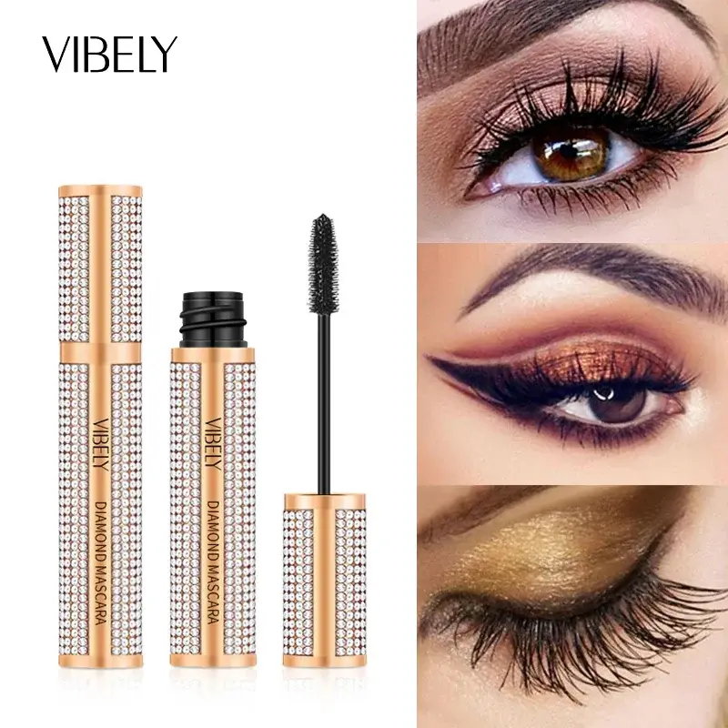 Diamond 4D Mascara Fibra di seta Impermeabile Estensione ciglia lunghe Allungamento Mascara nero spesso Prodotti per il trucco degli occhi Cosmetici