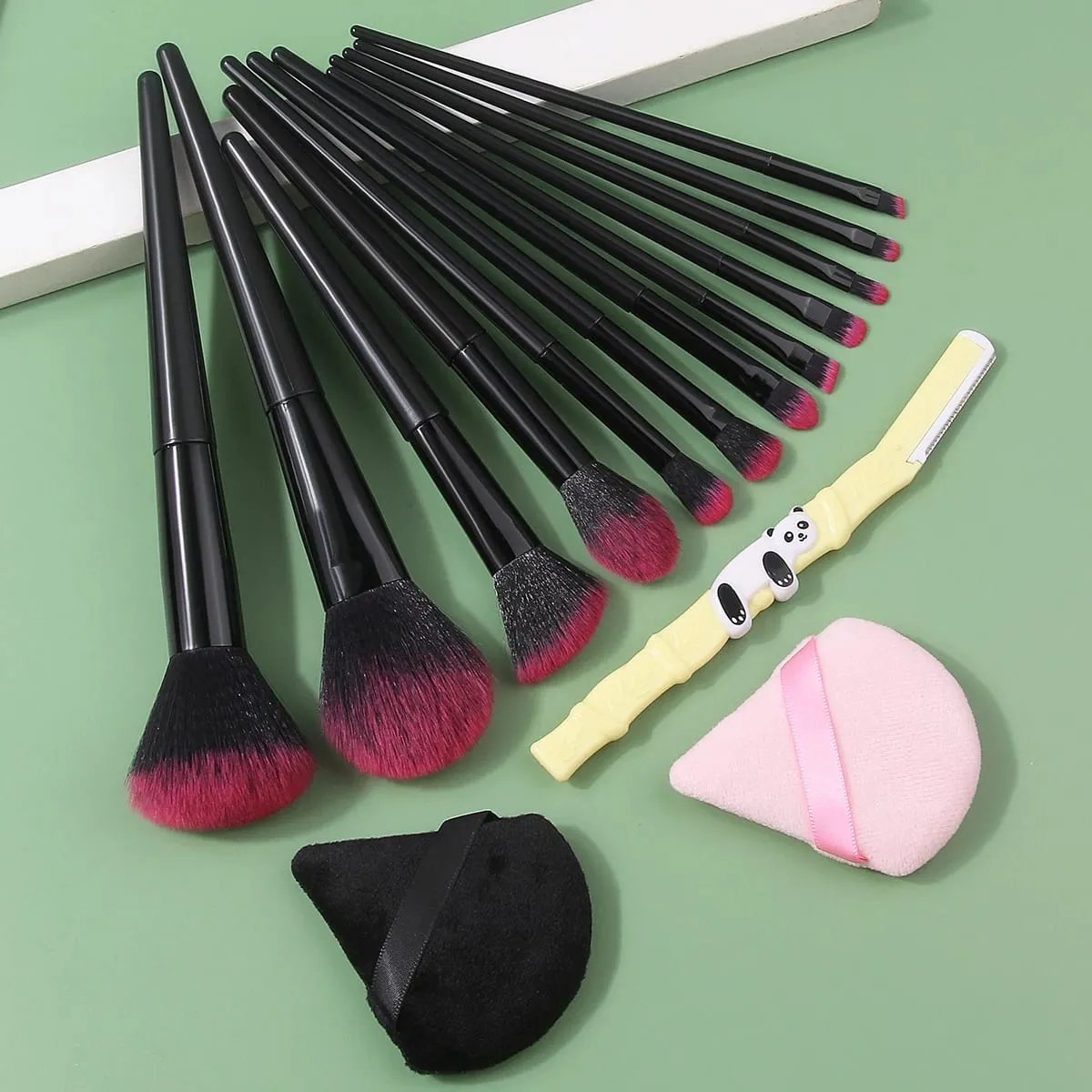 12/15/17Pc Set Berus Solekan Lembut untuk Pemula Berus Loose Powder Blush Eyeshadow Berus Dwi Guna Segitiga Span Mekap Basah & Kering — image 5