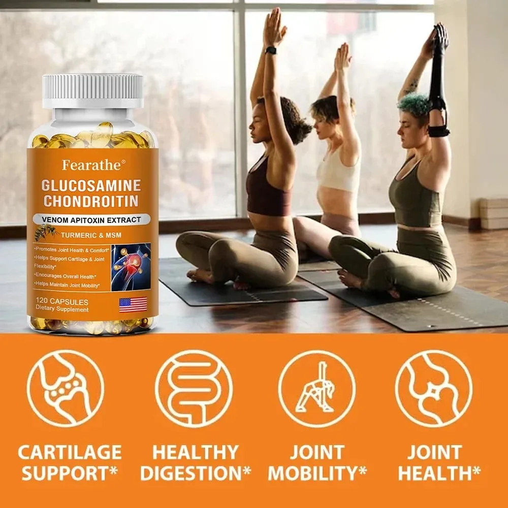 Glucosamina Condroitina Veleno d'api Curcuma e MSM - Supporto digestivo antiossidante per le articolazioni delle ossa Non OGM — image 4
