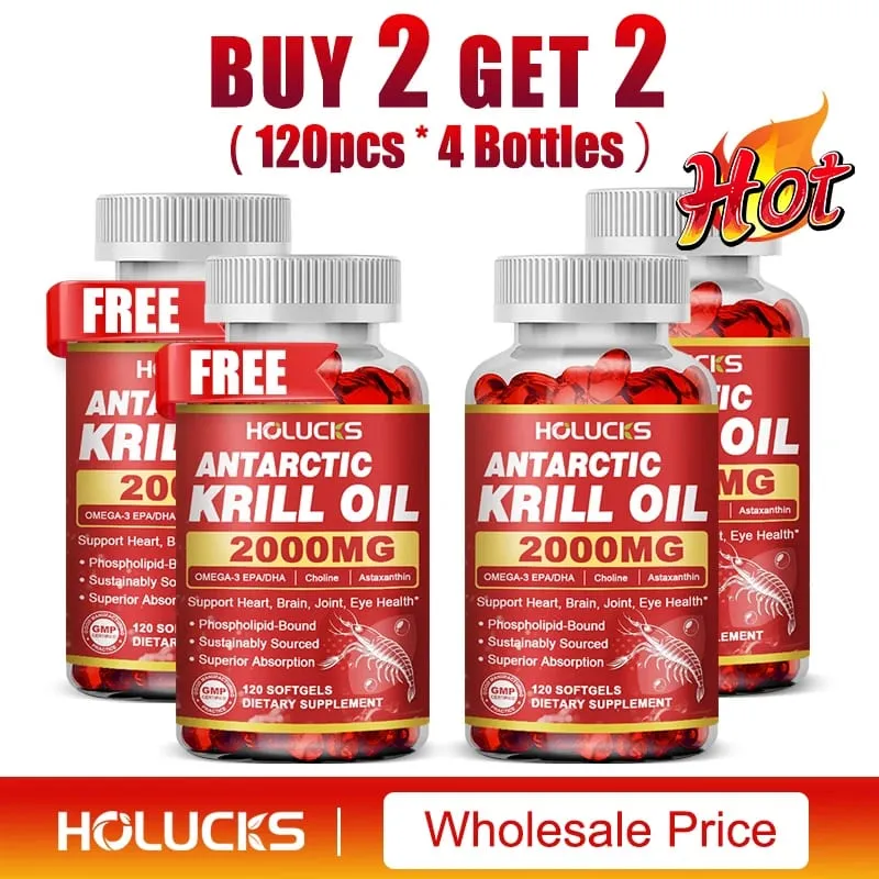 Antarctic Krill Oil Capsules 2000 mg Supplement with Astaxanthin Omega-3 EPA DHA Support Brain Joint Skin Heart Health — image 12