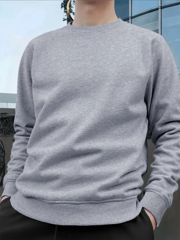 Jersey de cuello redondo para hombre, sudaderas grandes de Color sólido, camisetas para correr al aire libre para primavera y otoño, sudaderas con capucha informales para hombre, ropa de calle — image 7