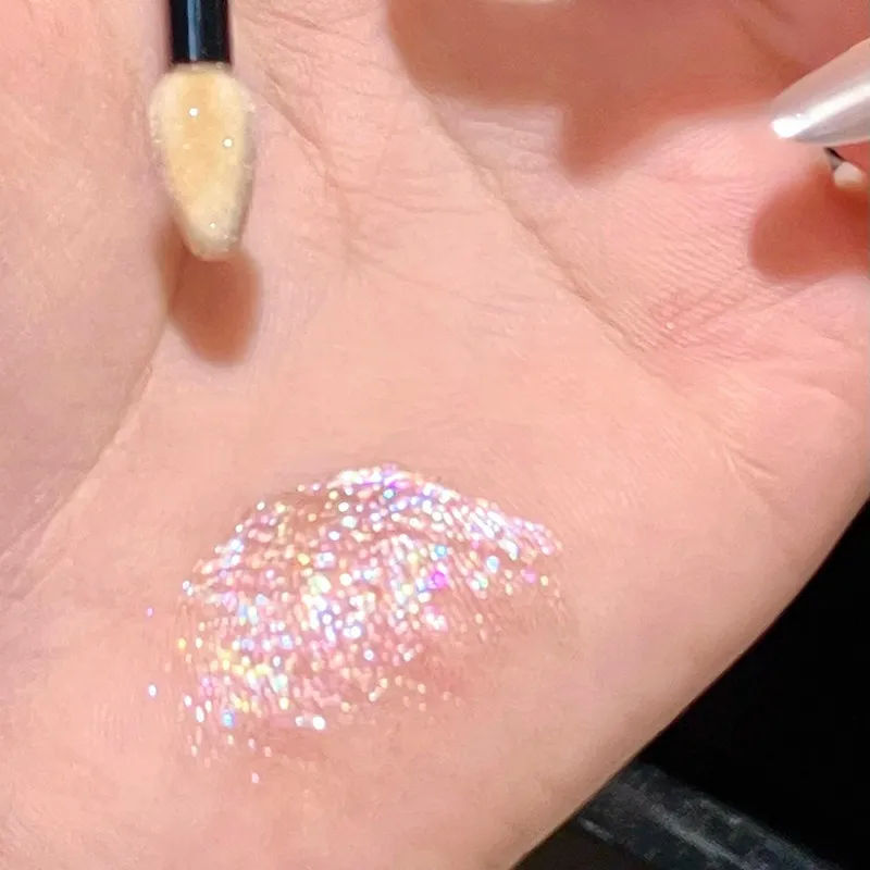 Fard à paupières liquide à paillettes, holographique, scintillant, bleu glace, rose, séchage rapide, aspect mouillé, larmes, maquillage pour les yeux, poudre Non volante