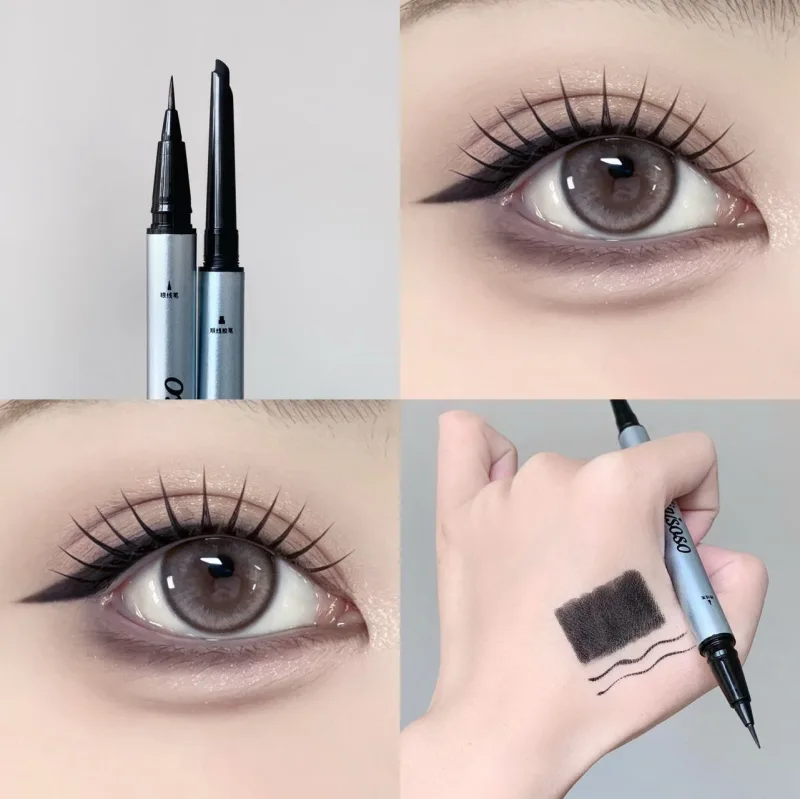 1pc Doppel Kopf Ultra-feine Matte Rot Braun Eyeliner Stift Wasserdicht Schwarz Braun Eyeliner Gel Bleistift Schnell Trocknend einfach Tragen Eye Liner — image 9
