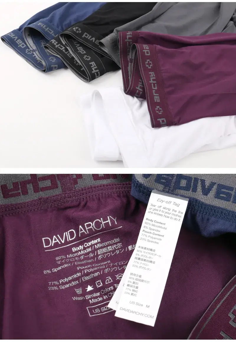 David Archy Lot de 3 boxers pour homme sous-vêtements basiques en micromodal doux et respirants à double poche à séchage rapide pour sport et fitness — image 16