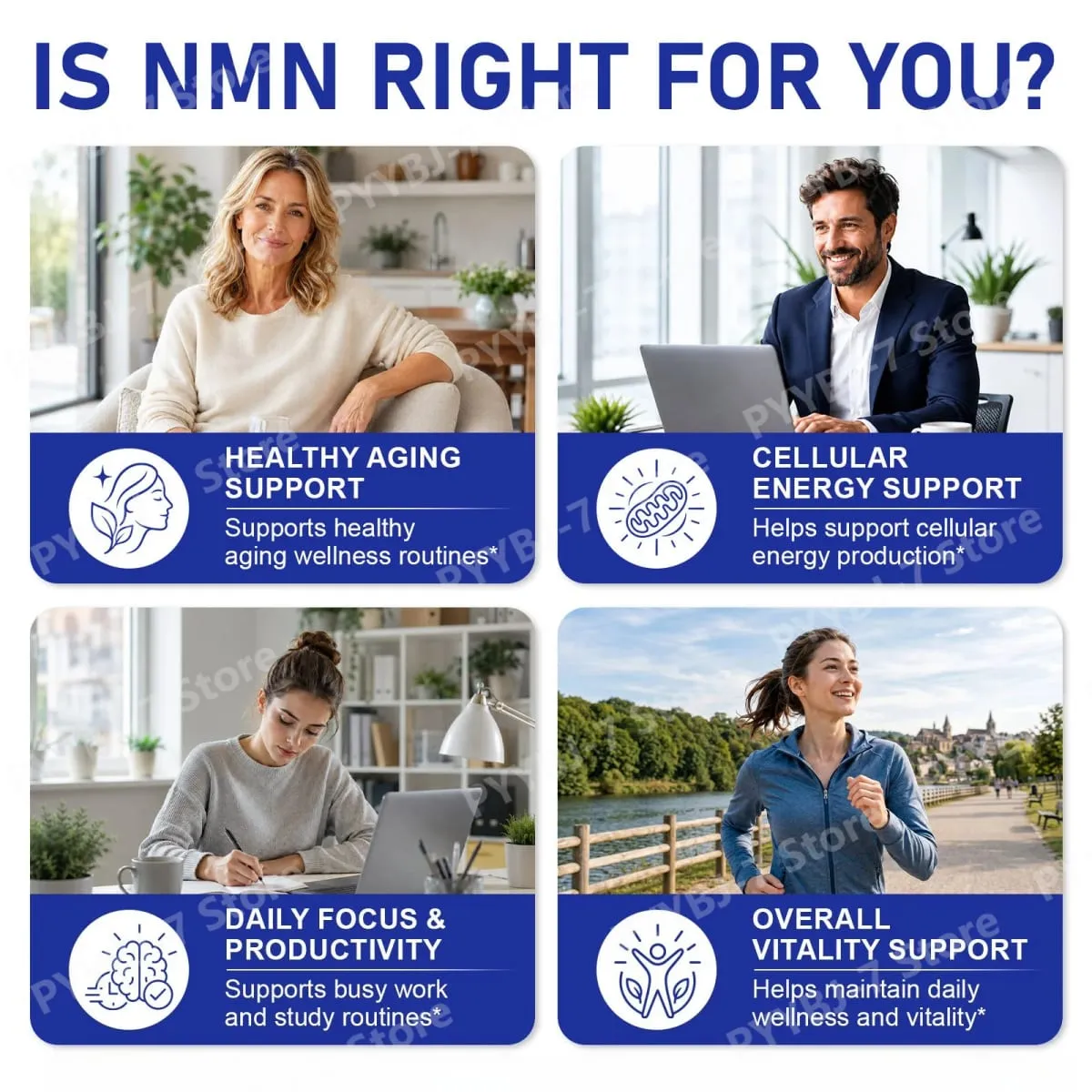 NMN Capsules NAD+ et soutien énergétique cellulaire avec TMG Quercétine Resvératrol Fonction mitochondriale et santé antioxydante 120 unités — image 3