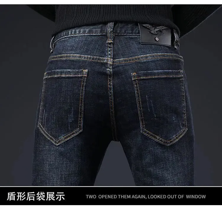 High-end กางเกงยีนส์ผู้ชายฤดูร้อนใหม่เย็บปักถักร้อยพิมพ์ Slim-fit ขนาดเล็กกางเกง Punk เสื้อผ้าแบรนด์หรูกางเกงยีนส์ผู้ชาย — image 5