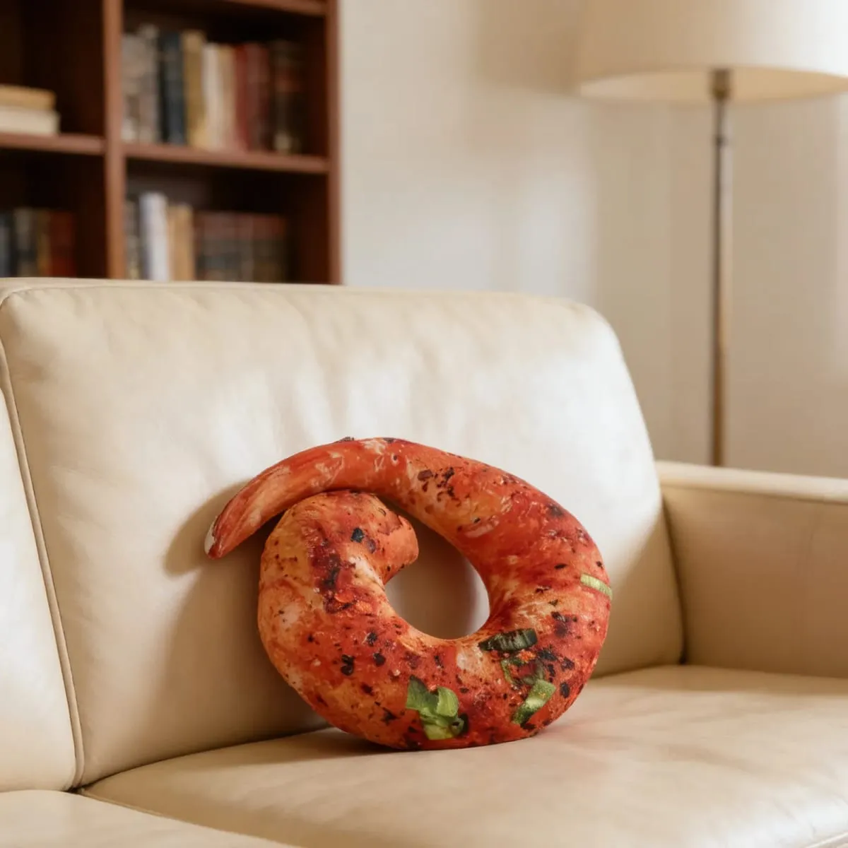 Poduszka pod kark z grillowanymi krewetkami Realistyczny projekt gotowanych krewetek Miękka poduszka do przytulania do podróży Wystrój domu Pokój tematyczny z jedzeniem Nowość — image 3