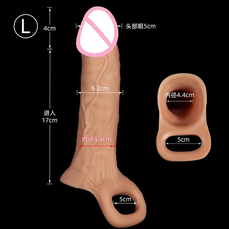 Penis-Training, realistische Dual-Density-Silikon-Penishülle, Penisring-Extender, männliches Sexspielzeug, Dildo, Penishülle für Erektion
