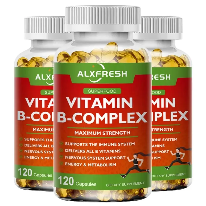 Vitamin B Kompleks Alxfresh dengan Vitamin C - Sokongan Tenaga Kesihatan Imun & Sokongan Sistem Saraf - Kapsul Vegetarian Bukan GMO — image 8