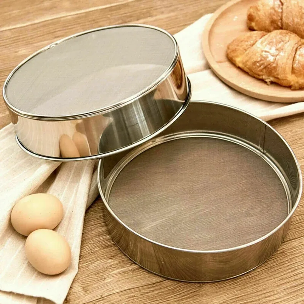 Stainless Steel Flour Sieve 40 Mesh Filter 15/20/25/30CM Kitchen Mesh Flour Sifter Flour Sieve Sifters Shakers Mesh Baking Tools — image 9