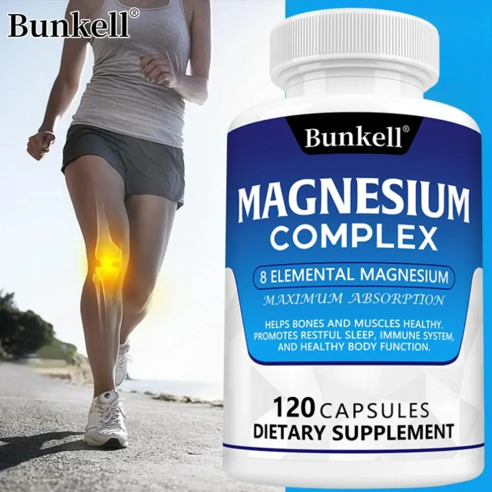 Magnesium Complex Supplement 8 Elemental 1000mg - para sa Bones Muscle Recovery Energy Vegan Non-GMO 120 Capsules — image 1