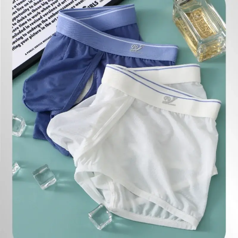 1 PCS 얼음 실크 공간 캡슐 속옷 남자 구획 솔리드 여름 통기성 울트라 얇은 복서 반바지 Transparentes Hombre — image 6