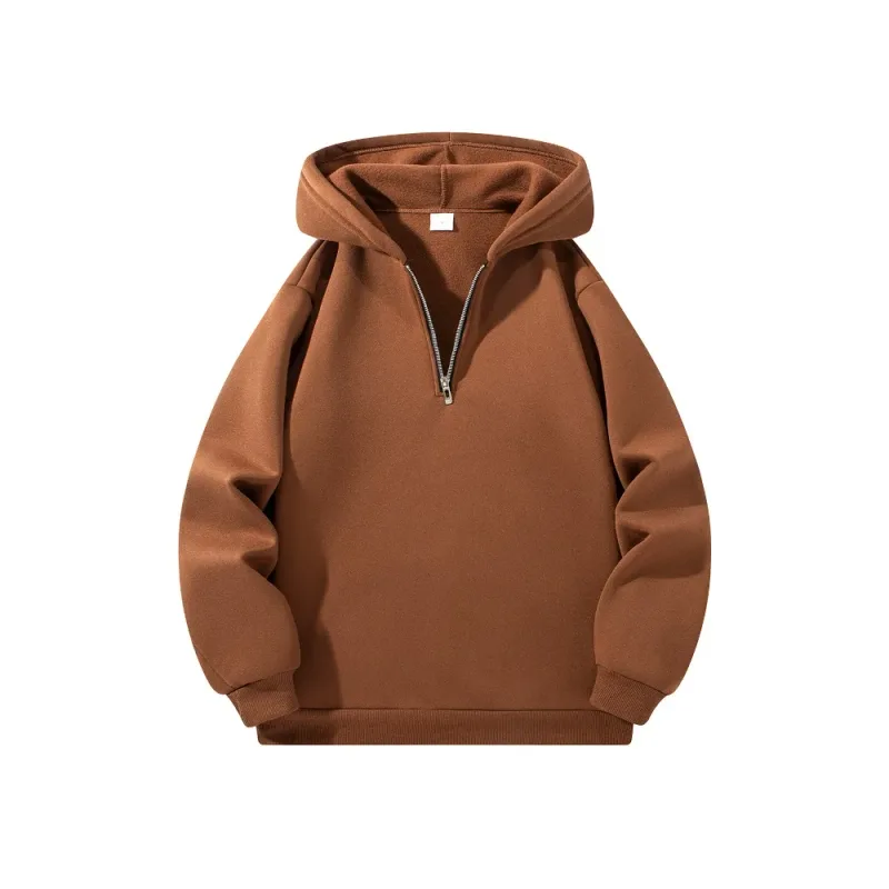 Männer Halb Zipper Mit Kapuze Hoodies Neue Einfarbig Langarm Sweatshirts Herbst Lose Sport Warme Sweats Mode Casual Pullover — image 5