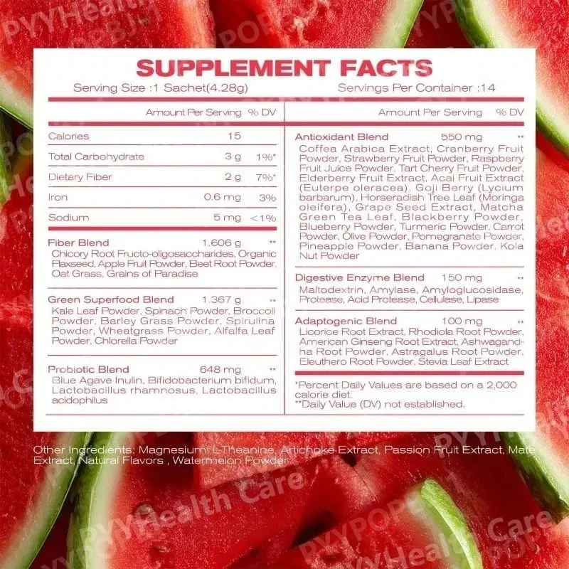 Probiotic and Prebiotic Fiber Powder Digestive Enzyme Blend Fruit and Vegetable Drink Mix for Daily Gut Health — image 7
