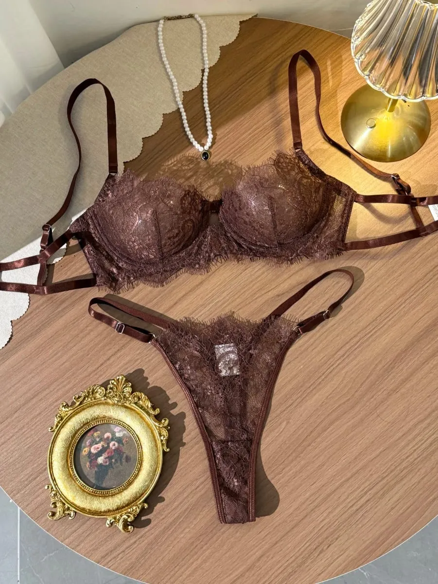 Elegant Summer Lace Bra Sheer Embroidered Comfortable Support Anti-Sag Full Coverage Modest Design & Women Large Chest Minimize — image 1