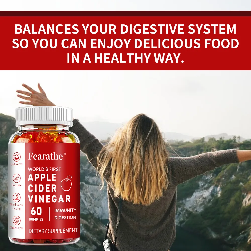 Gummies all'aceto di mele - 60 caramelle gommose vegane - Integratore ACV per la disintossicazione, il metabolismo, la digestione energetica e la salute dell'intestino — image 4