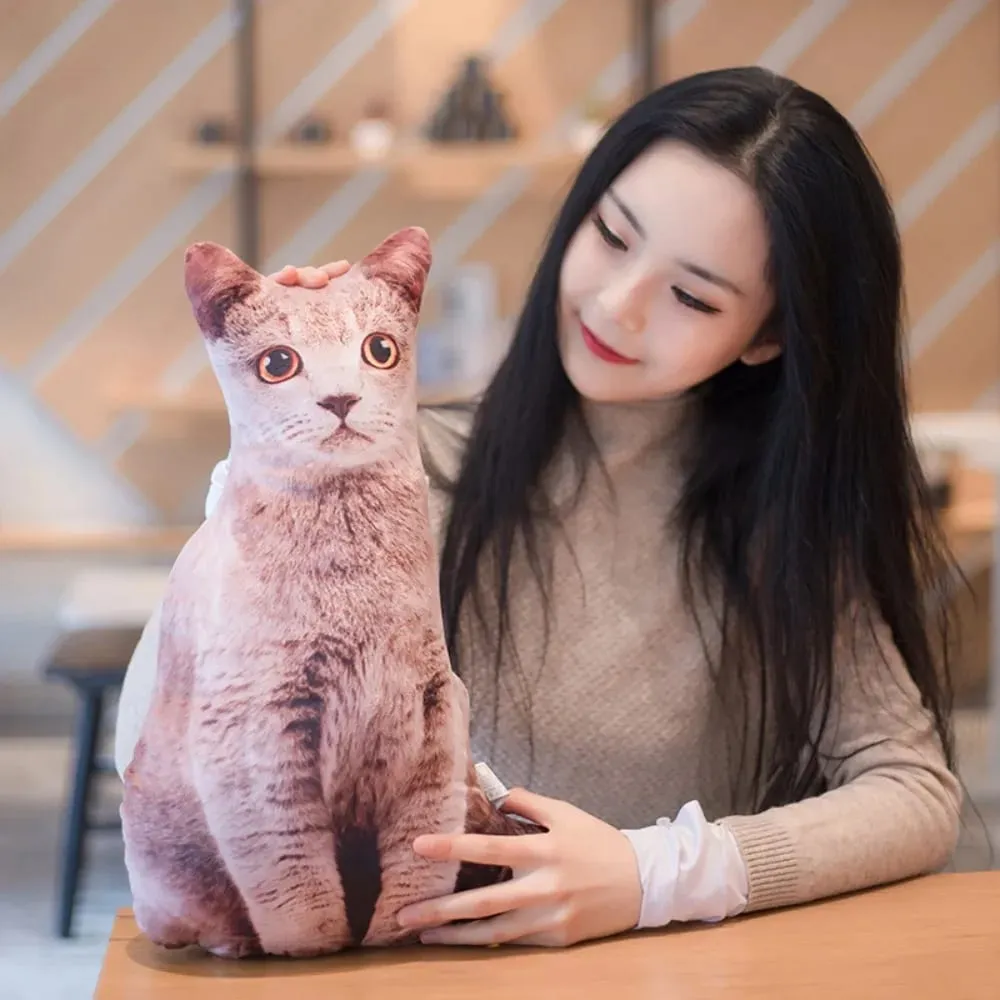 Plyšová realistická 3D kočičí panenka kreslená vycpaná simulace kočičí plyšový polštář Měkký polštářek na hračky Kawaii zvířátka pro děti pro dívky — image 3