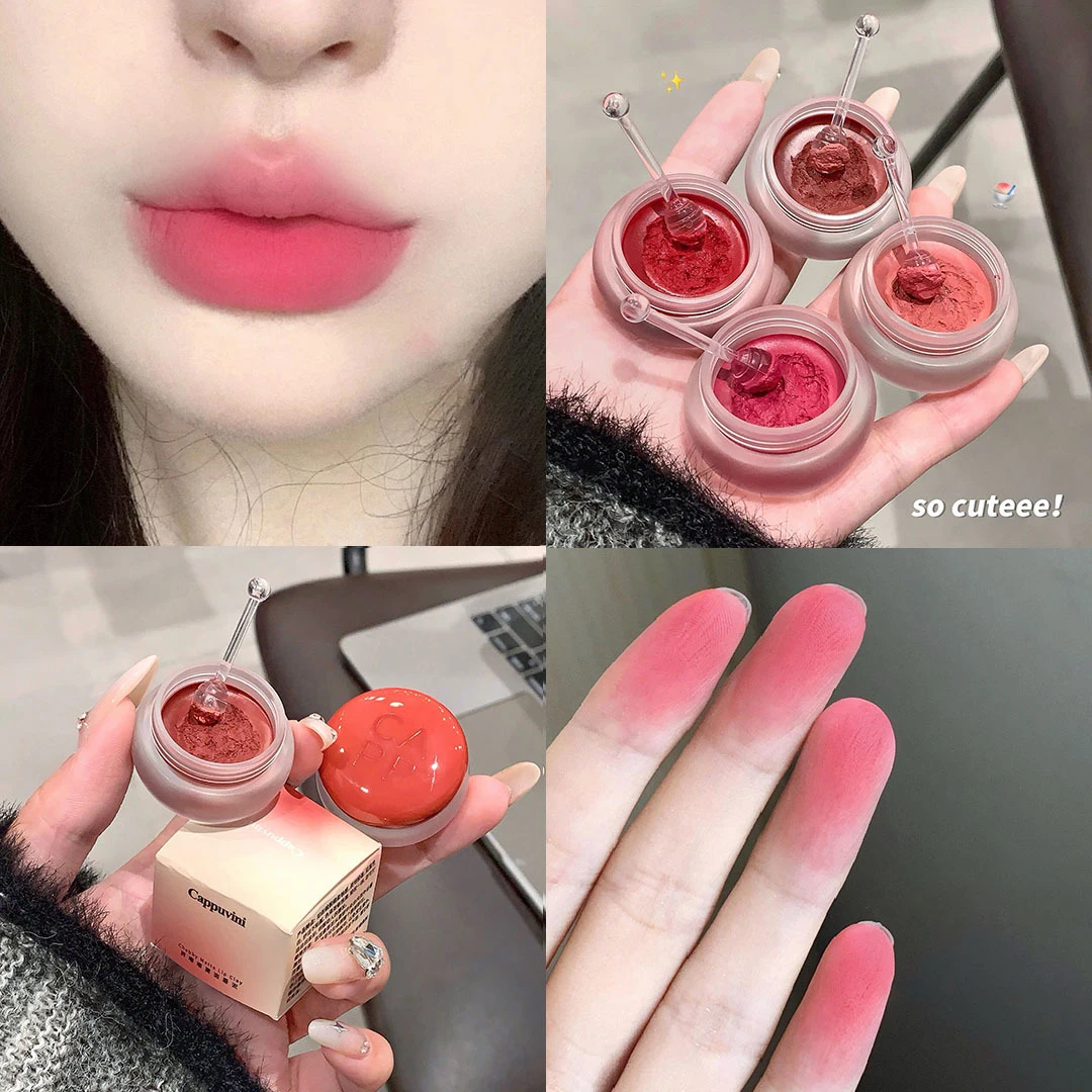Enlatado lábio lama névoa batom hidratante veludo fosco mousse sólido brilho labial bochecha blush creme matiz lábios maquiagem cosméticos coreano — image 10