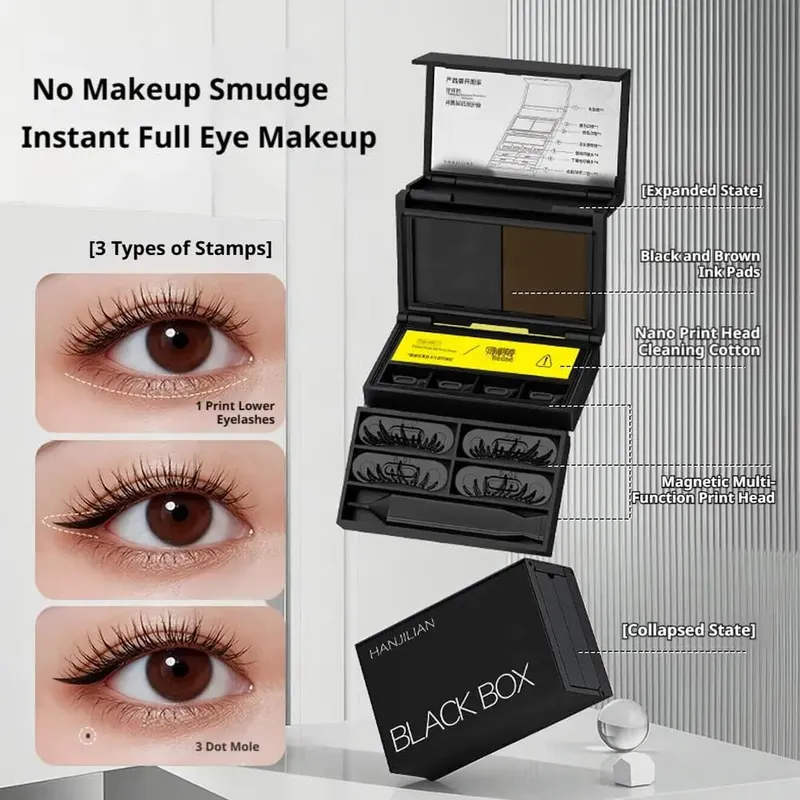 Eyeliner Stempel Bulu Mata Bawah 3-In-1 & Tahi Lalat 3S Aplikasi Cepat Set Riasan Mata Portabel Anti-selip Alami Tahan Lama — image 4