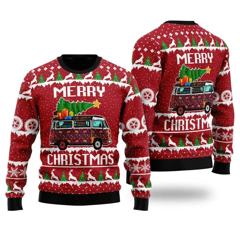 Baju Sweater Krismas Jelek 2026 Lelaki Pullover Corak Santa Claus Wanita 2026 Baju Sweat Leher Krew Merry Christmas Tahun Baru — image 13