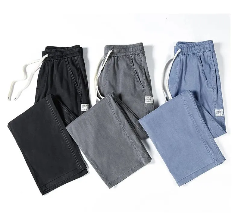 Jeans Kain Lyocell Lembut Musim Panas Pria Celana Denim Lurus Longgar Tipis Celana Panjang Kasual Pinggang Elastis Tali Serut Ukuran Besar M-5XL — image 9