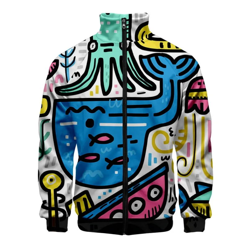 Popular Marine animals dolphin 3D Print Zipper Raglan Jacket Windbreaker Boys/Girls Comfortable Stand Collar Jackets Coats — image 28