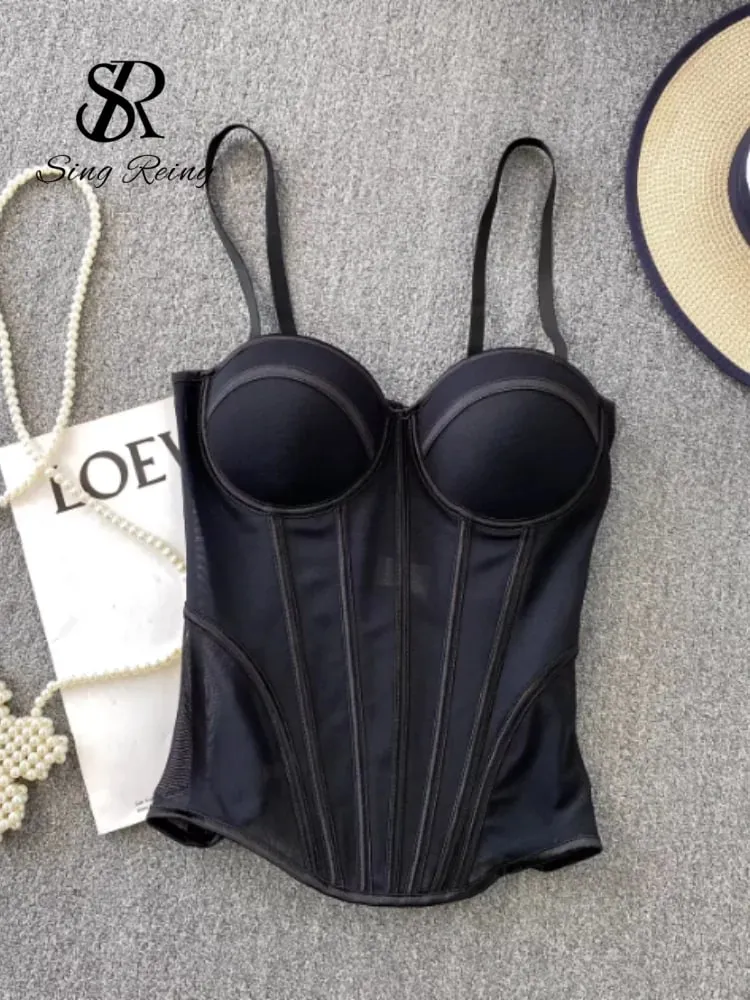Corset de luxe en maille pour femmes, Camisole à bretelles, Lingerie solide, haut d'été de haute qualité, contrôle du ventre, débardeur de fête transparent, 2026