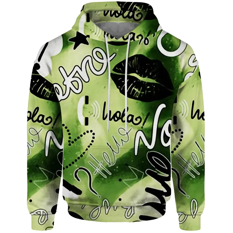 Felpa trendy con graffiti Felpa con motivo grafico 3D Abbigliamento maschile Novità in felpe con cappuccio Uomo Felpa con cappuccio Abbigliamento uomo — image 3