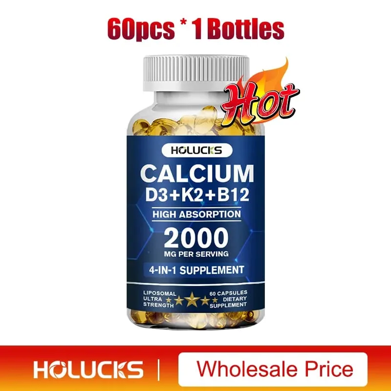 Suplemen Kalsium dengan Vitamin D3 K2 Menyokong Tulang Otot GigiKesihatan Menambah Sendi Penyerapan Kalsium — image 6