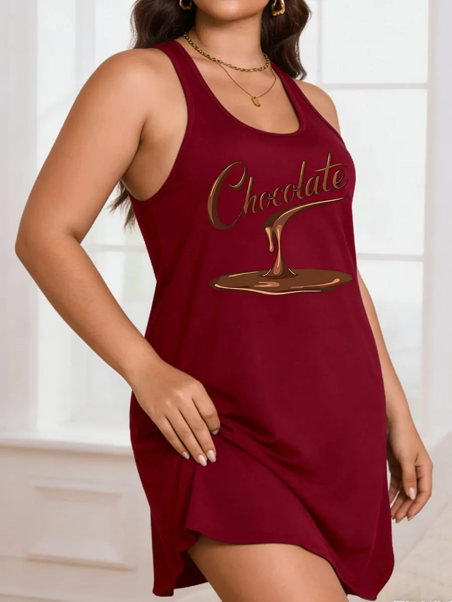 Großes Damen-Pulloverkleid mit Rundhalsausschnitt und „Chocolate“-Aufdruck, eng anliegendem und bequemem Design, geeignet für den Alltag — image 6