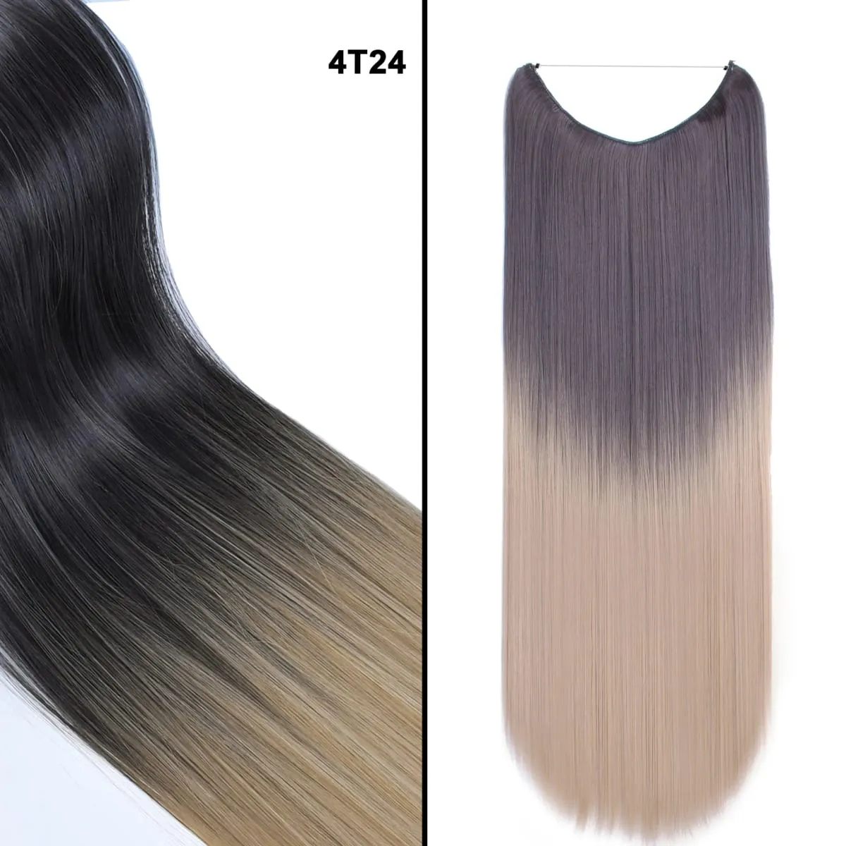 Jeedou Wavy Hair Extension Elasticity Invisible Wire Fish Line One Piece No Clips Synthetic Hairpieces Ombre Color For Ladies — image 14
