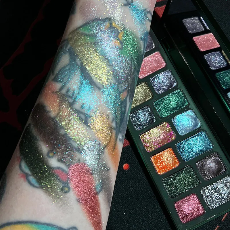 16 Warna Green Pearl Eyeshadow Palet Solek Kalis Air Tahan Air Kilauan Berlian Pembayang Mata Kosmetik Mata Kristal Berkilauan — image 3