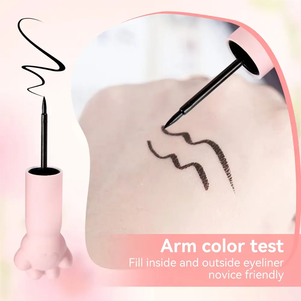 สีชมพู Cat PAW Black Liquid Eyeliner ปากกาแห้งเร็วยาวนาน Smudge PROOF แต่งหน้า Holding Premium Eye Liner ปากกา Eye เครื่องสำอาง — image 4